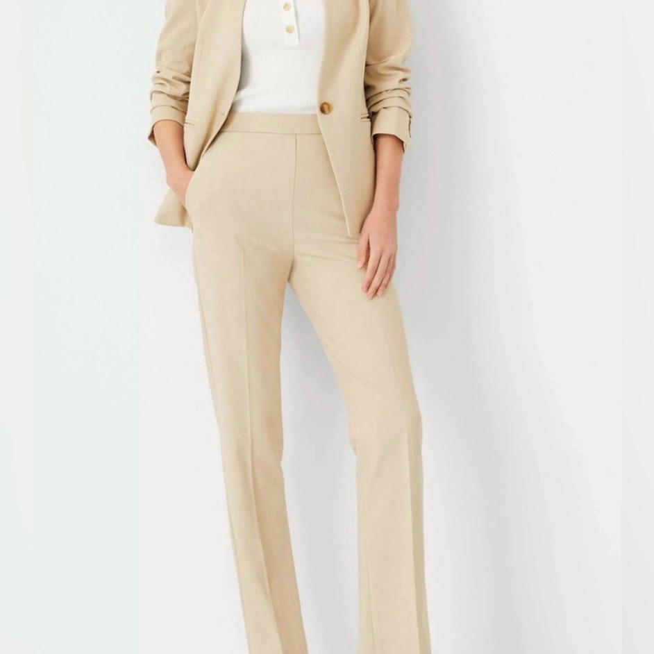 Nwot Ann Taylor High Rise Slim Pull-On Pants In Tan Size Small